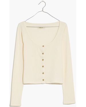 MW Ribbed Cardigan Crop Tee - Natural