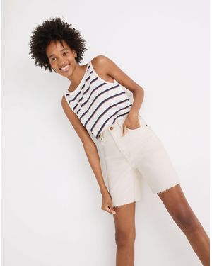 MW High-Rise Mid-Length Denim Shorts - White