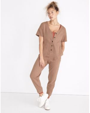 MW L Short-Sleeve Coverall Jumpsuit - White