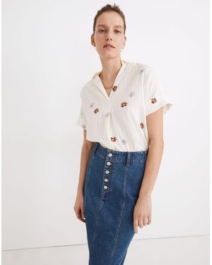 MW Daisy Printed Courier Button-Back Shirt - White
