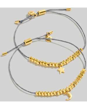 MW Star And Moon Charm Friendship Bracelet Set - Metallic