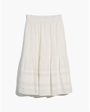 MW Pintuck Tiered Midi Skirt - White