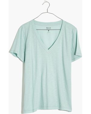 MW Whisper Cotton V-Neck Tee - Blue