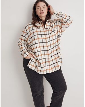 MW Plus Flannel Oversized Boyfriend Shirt - Natural