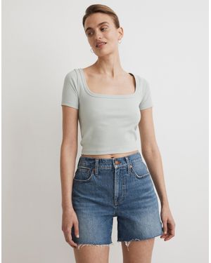 MW Square-Neck Crop Tee - Blue