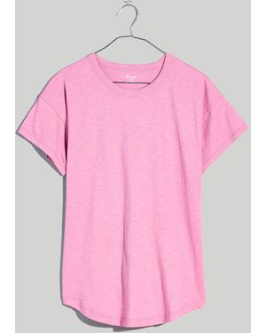 MW Whisper Cotton Rib-Crewneck Tee - Pink