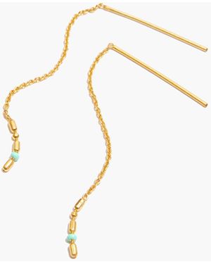 MW Enamel Chain Threader Earrings - White