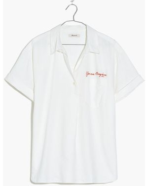 MW Madewell X Hôtel Magique Embroidered Popover Shirt - White