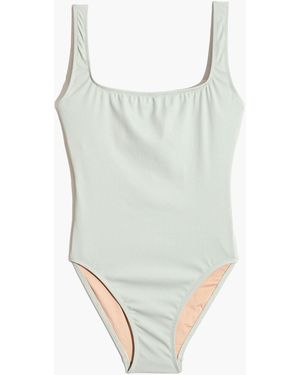 MW Madewell Second Wave Ribbed Square-Neck Tank One-Piece Swimsuit - White