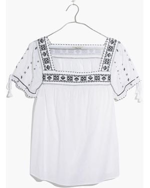 Madewell Embroidered La Villa Peasant Top - White