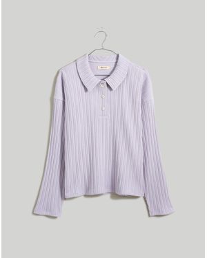 MW Variegated Rib Boxy Polo Shirt - Purple