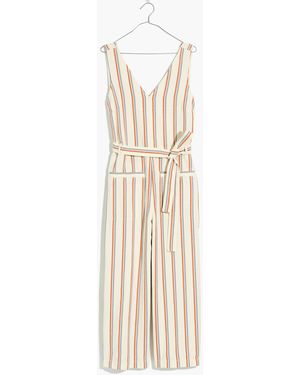 MW Striped Pull-On Jumpsuit - White