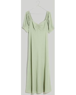 MW Sweetheart Puff-Sleeve Midi Dress - Natural