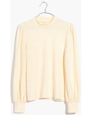 MW Puff-Sleeve Mockneck Top - White