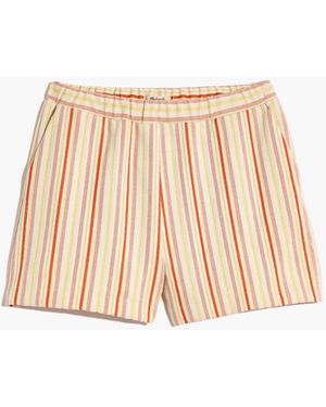 MW Textural Knit High-Rise Pleated Shorts - Natural