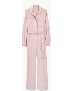 MW Corduroy Belted Jumpsuit - White