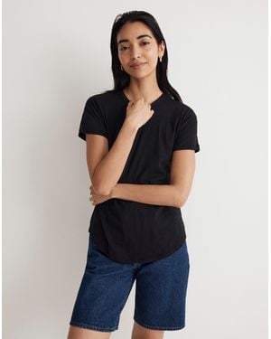 MW Whisper Cotton Rib-Crewneck Tee - Black