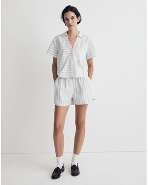 MW Y-Neck Button-Up Shirt - White