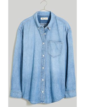 MW Denim Button-Down Collar Oversized Shirt - Blue