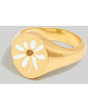 MW Enamel Floral Signet Ring - Metallic