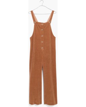 MW Texture &Amp; Thread Velour Corduroy Overalls - Brown