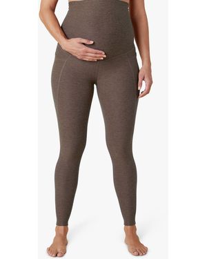 MW Beyond Yoga Maternity Out Of Pocket Midi Leggings - Brown