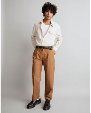 MW Pleated Cotton-Linen Chino Trousers - White