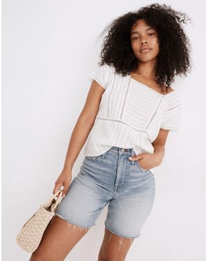 MW High-Rise Mid-Length Denim Shorts: Tencel&Trade; Denim Edition - Blue