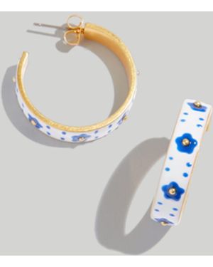 MW Hand-Painted Vacanza Medium Hoop Earrings - White