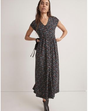MW Button-Front Midi Dress - Black