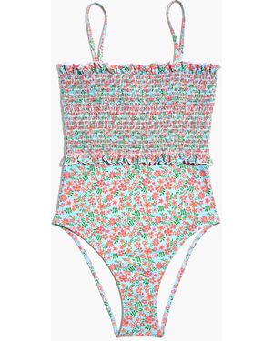 MW Solid &Amp; Striped&Reg; Vera Smocked One-Piece Swimsuit - White