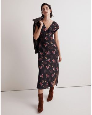 MW Petite Wide V-Neck Midi Dress - Multicolor