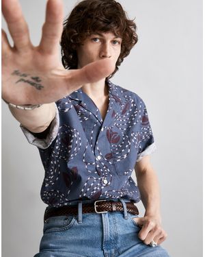 MW Hemp-Cotton Blend Boxy Short-Sleeve Shirt - Blue