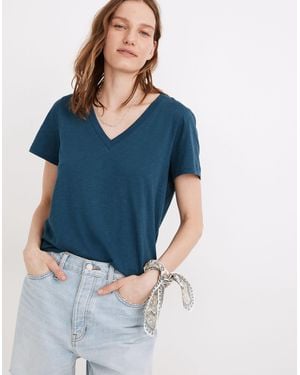 MW Whisper Cotton V-Neck Tee - Blue