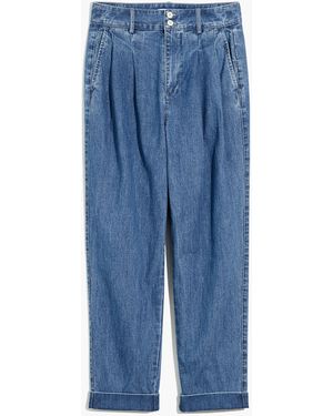 MW Pleated Taper Wide-Leg Jeans - Blue