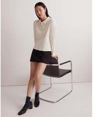 MW Variegated Rib Boxy Polo Shirt - White