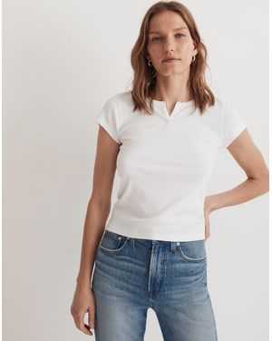 MW Brightside Rib Split-Neck Tee - White