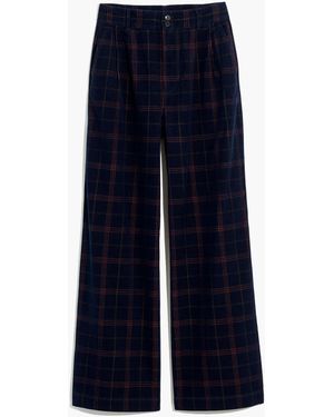 MW Corduroy Pleated Wide-Leg Trousers - Blue