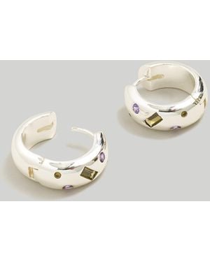 MW Confetti Crystal Huggie Hoop Earrings - Metallic