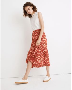 MW Ruffle-Wrap Midi Skirt - White