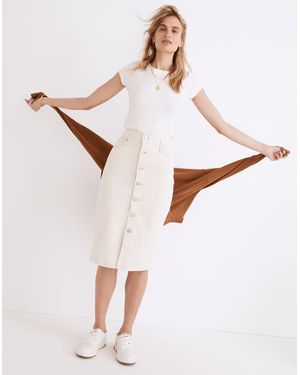 MW Denim High-Waist Midi Skirt - White