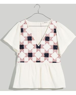 MW Flutter-Sleeve Peplum Top - White