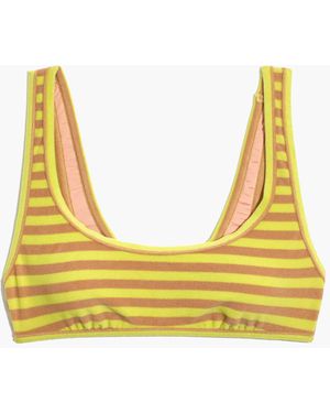 MW Madewell Striped Terry Pullover Bikini Top - Black