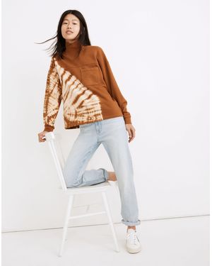 MW Tie-Dye (Re)Sourced Cotton Mockneck Pocket Sweatshirt - White
