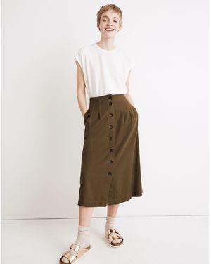 MW Patio Button-Front Midi Skirt - Natural