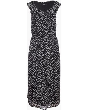 MW Ruffle-Neck Smocked Dress - Grey
