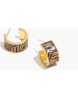 MW Tiger Striped Enamel Huggie Hoop Earrings - White