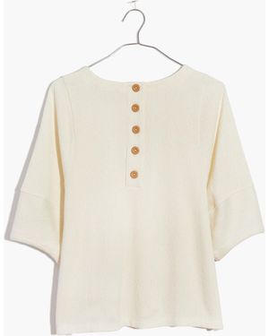 MW Ottoman Jacquard Button-Back Top - White