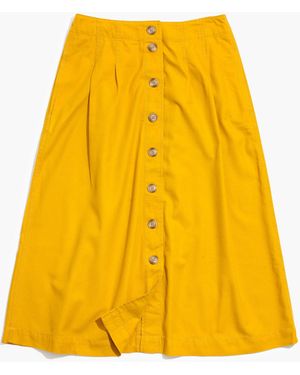 MW Patio Button-Front Midi Skirt - White
