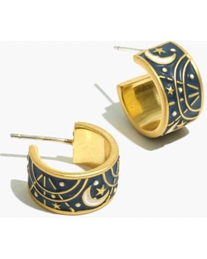 MW Enamel Celestial Hoop Earrings - White
